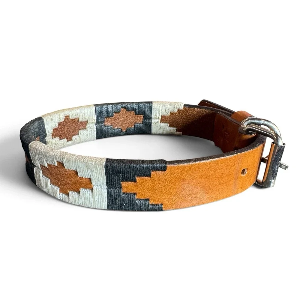 Zilker Antone's Dog Collar Size Medium Argentine Leather Artisan Gaucho NEW